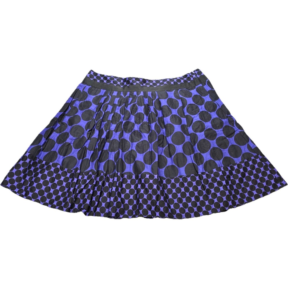 Cato Tiered Polka Dot Skirt Women's Size 28W Purple Black 100% Cotton Side Zip